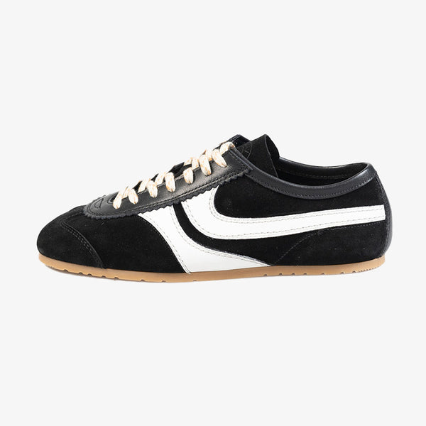 Black Suede Sneakers with Lace-Up