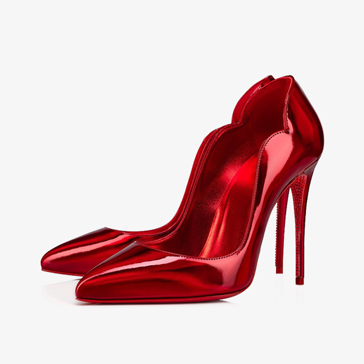 Red Patent Leather PumpHand-Placed Red Strass - ARNO CONTI