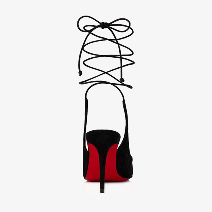Black Velvet Pump with Ankle Laces - ARNO CONTI