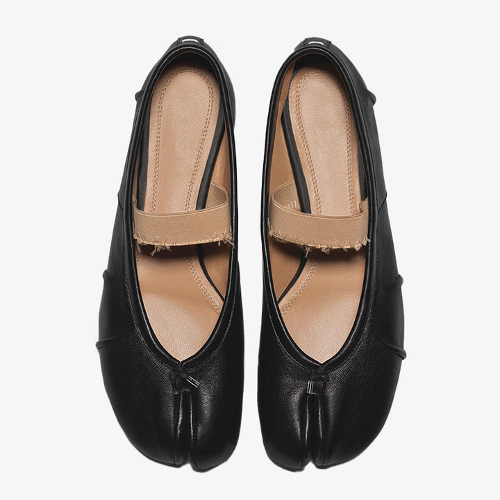 Distressed Leather Tabi Ballerinas - ARNO CONTI