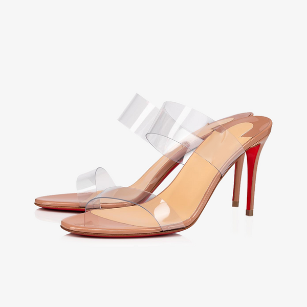 Nude Patent Leather Slider Sandal