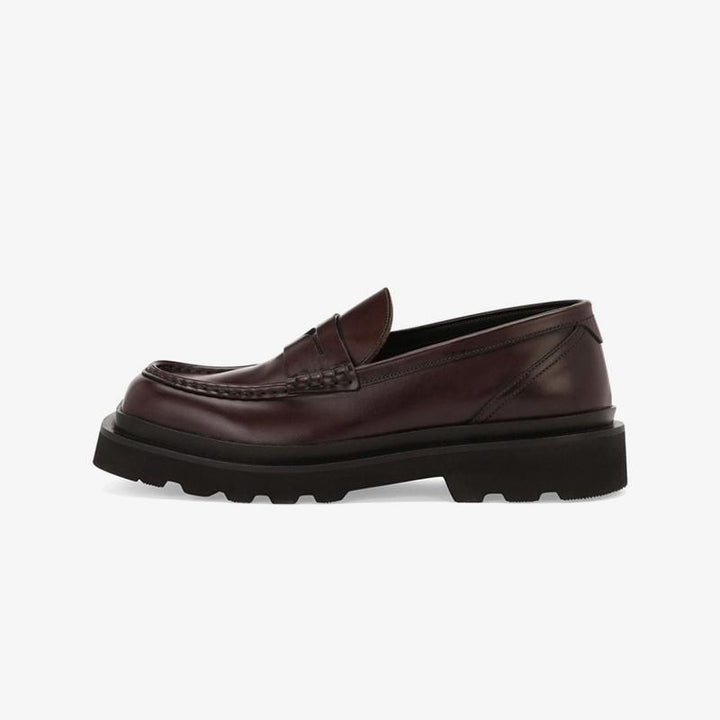 Brown Chunky Sole Penny Calf Loafer - ARNO CONTI