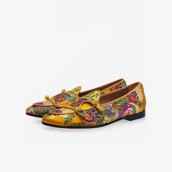 Embroidered Silk Loafers - ARNO CONTI