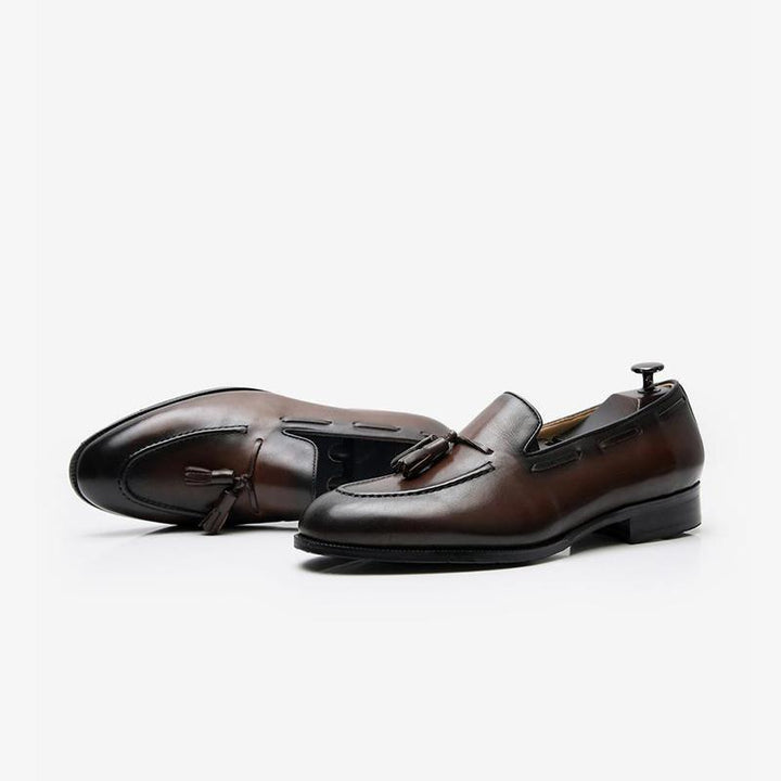 Cowhide Slip-On Loafers with Tassel Detail - ARNO CONTI