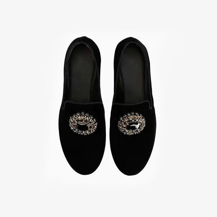 Black rhinestone-embellished Suede Loafers - ARNO CONTI