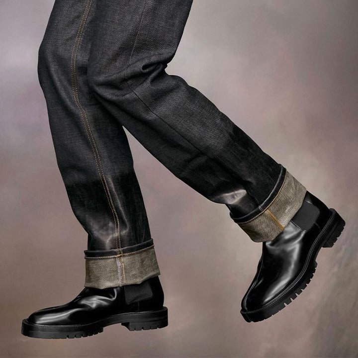 Black Calf Leather Slip-On Boots Unisex - ARNO CONTI