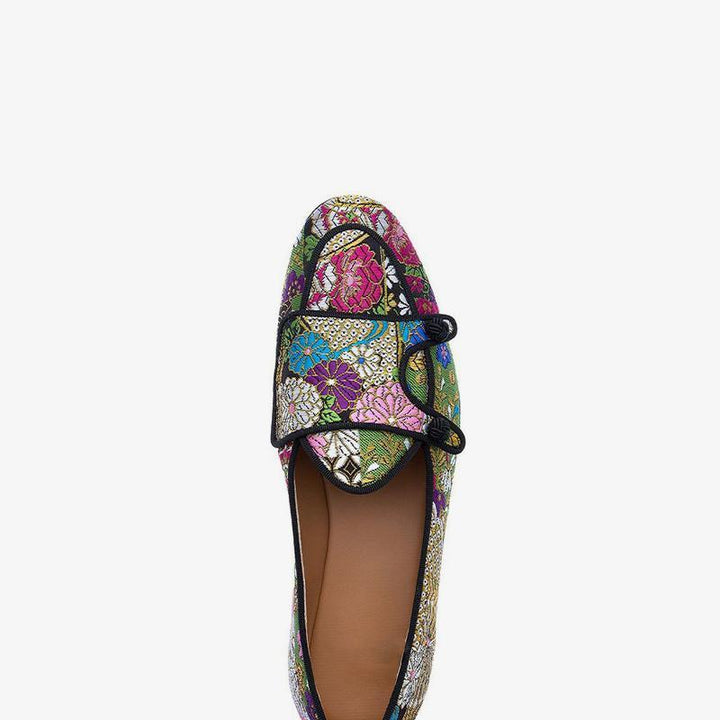Vibrant Floral Embroidered Loafers - ARNO CONTI