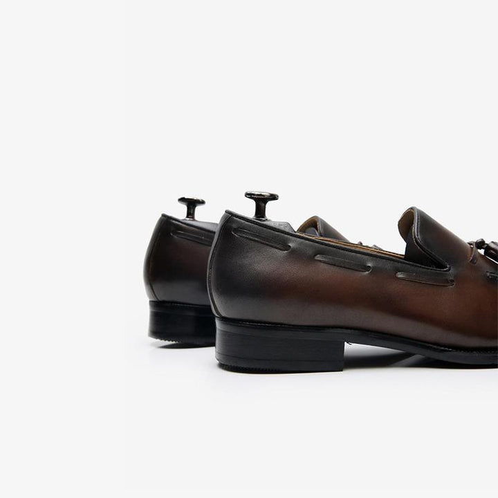 Cowhide Slip-On Loafers with Tassel Detail - ARNO CONTI