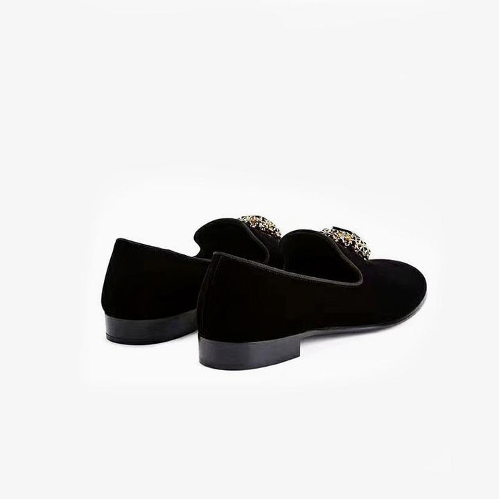 Black rhinestone-embellished Suede Loafers - ARNO CONTI