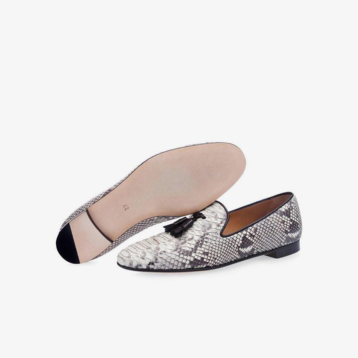 Men's Snakeskin Tassel Loafers - ARNO CONTI