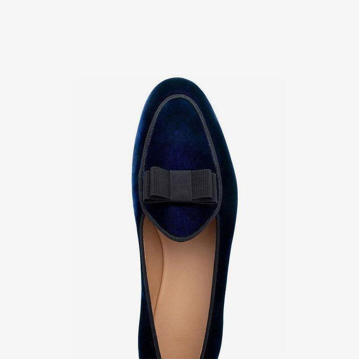Velvet Round Toe Loafers with Bow - ARNO CONTI