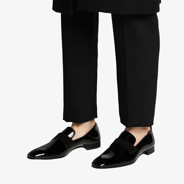 Sleek Black Patent Leather Loafers - ARNO CONTI