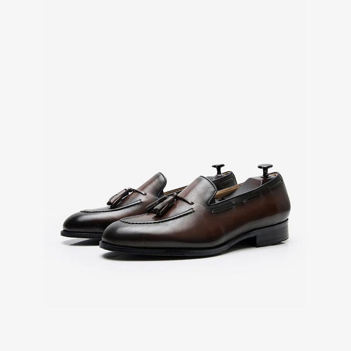Cowhide Slip-On Loafers with Tassel Detail - ARNO CONTI