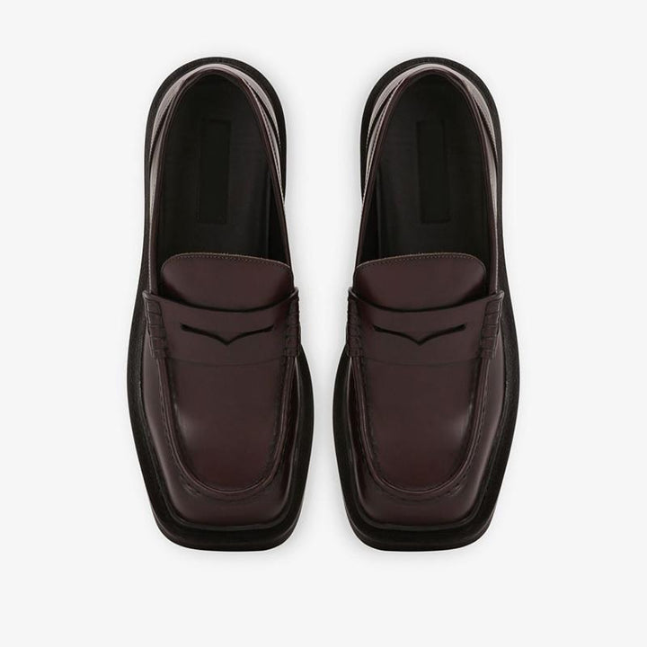Brown Chunky Sole Penny Calf Loafer - ARNO CONTI