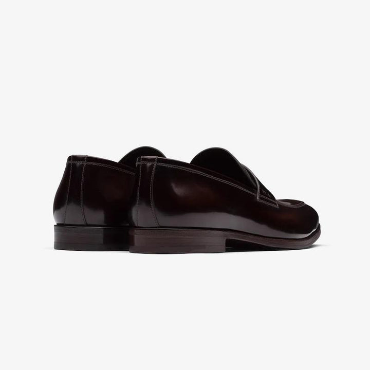 Polished Loafers Men Penny Brown Leather Slip On - ARNO CONTI