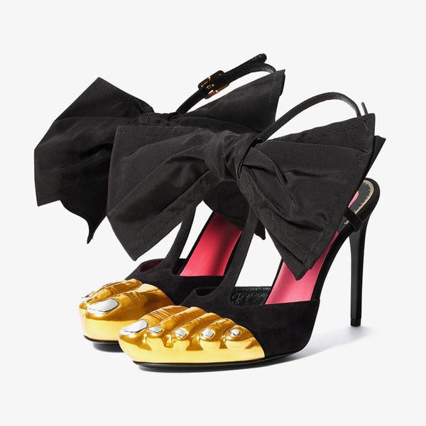 Golden Brass Satin Strappy 100mm Sandals - ARNO CONTI