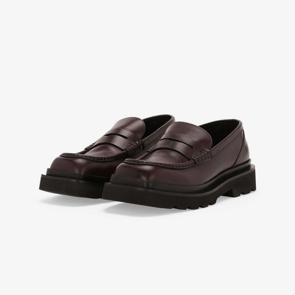 Brown Chunky Sole Penny Calf Loafer - ARNO CONTI