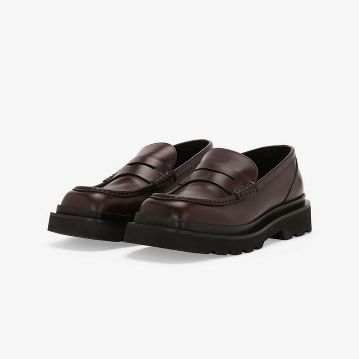 Brown Chunky Sole Penny Calf Loafer - ARNO CONTI