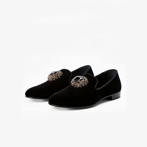 Black rhinestone-embellished Suede Loafers - ARNO CONTI