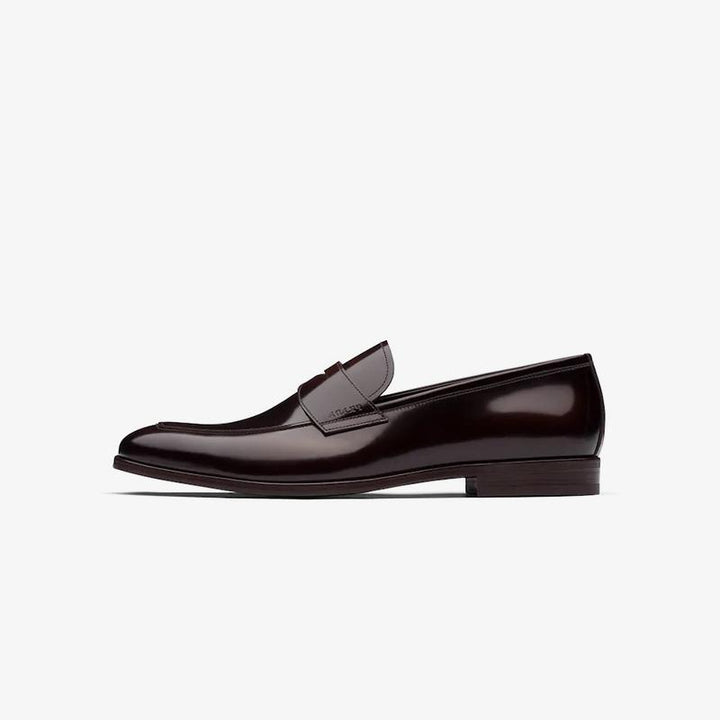 Polished Loafers Men Penny Brown Leather Slip On - ARNO CONTI
