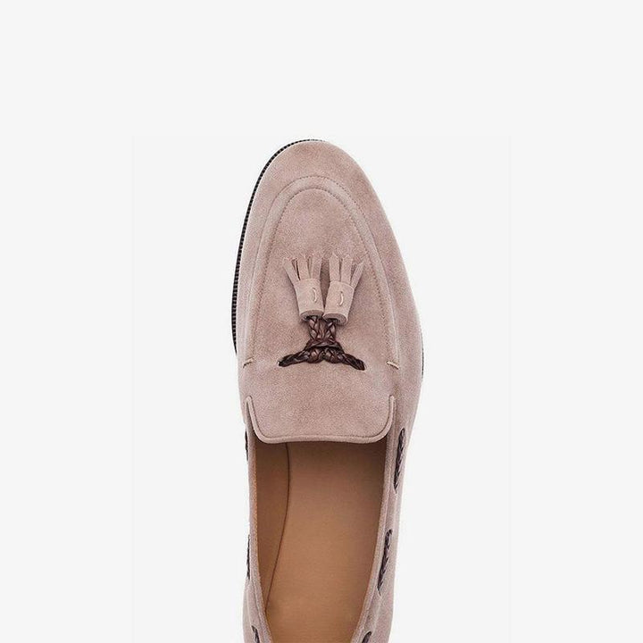 Men's Pink Suede Loafers with Tassel - ARNO CONTI