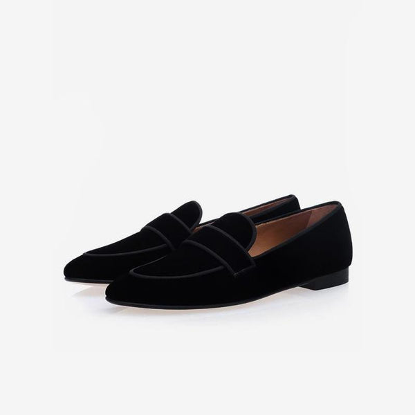 Sophisticated Black Velvet Slip-On Loafers - ARNO CONTI