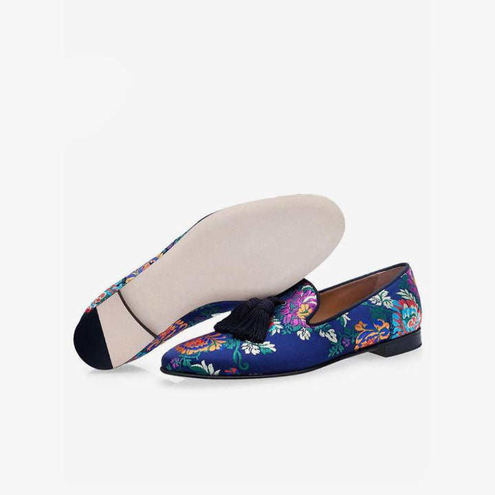 Vibrant Floral Embroidered Velvet Loafers - ARNO CONTI
