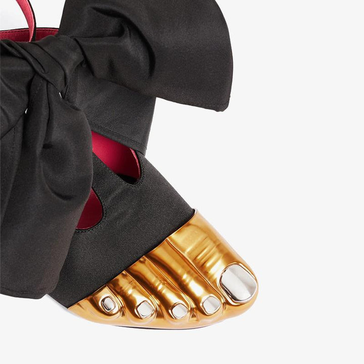 Golden Brass Satin Strappy 100mm Sandals - ARNO CONTI