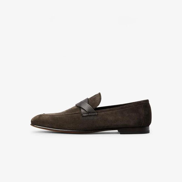 Twisted Suede Penny Loafers - ARNO CONTI