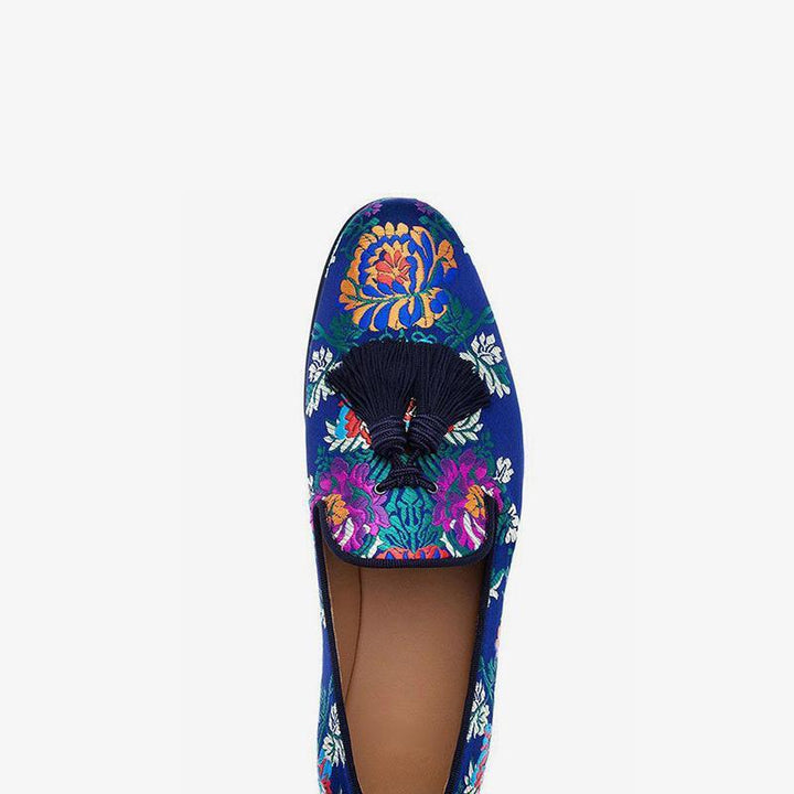 Vibrant Floral Embroidered Velvet Loafers - ARNO CONTI
