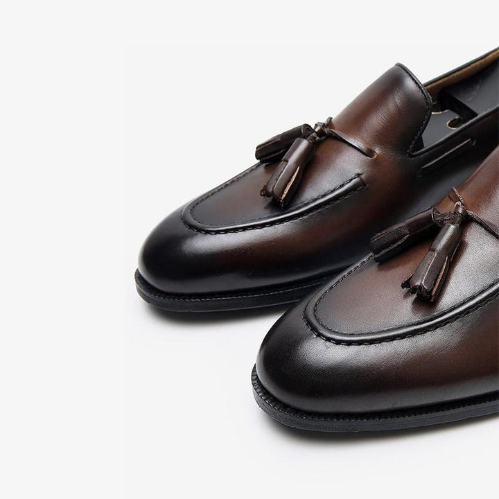 Cowhide Slip-On Loafers with Tassel Detail - ARNO CONTI
