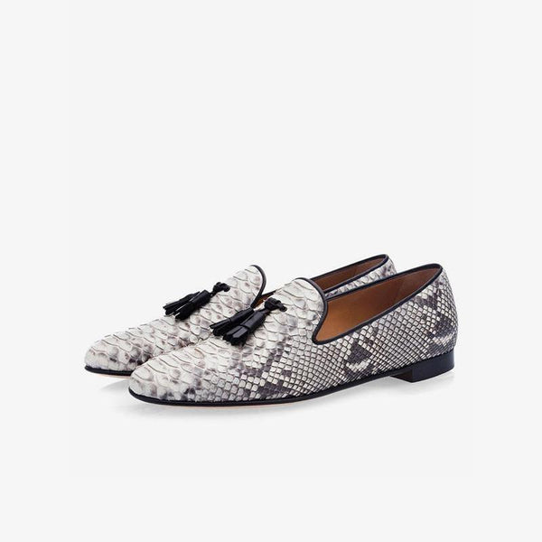 Men's Snakeskin Tassel Loafers - ARNO CONTI
