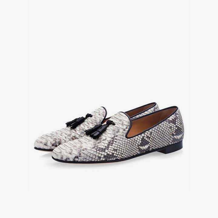 Men's Snakeskin Tassel Loafers - ARNO CONTI