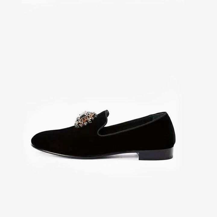 Black rhinestone-embellished Suede Loafers - ARNO CONTI