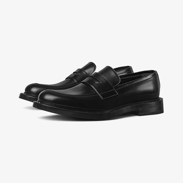Men's Black Leather Loafers - ARNO CONTI
