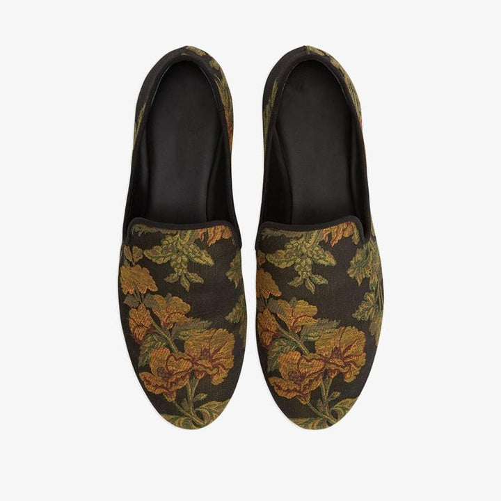 Multicolour Floral-Embroidered Slip-On Loafers - ARNO CONTI