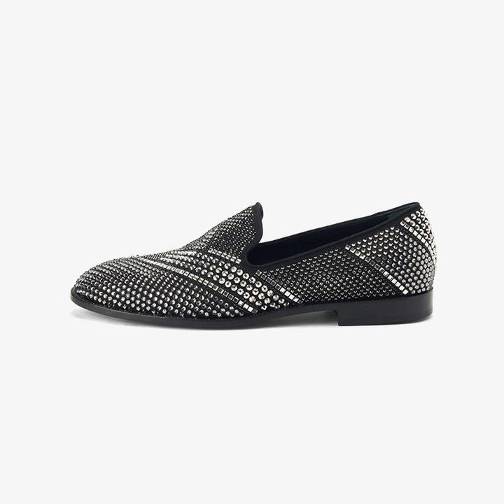 Black Crystal-Embellished Loafers - ARNO CONTI