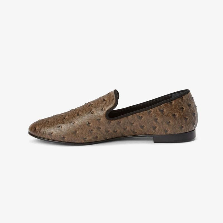 Cedar Brown Embossed Leather Loafers - ARNO CONTI