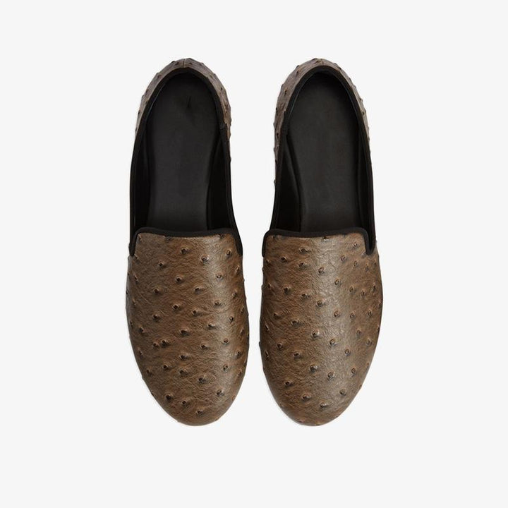 Cedar Brown Embossed Leather Loafers - ARNO CONTI