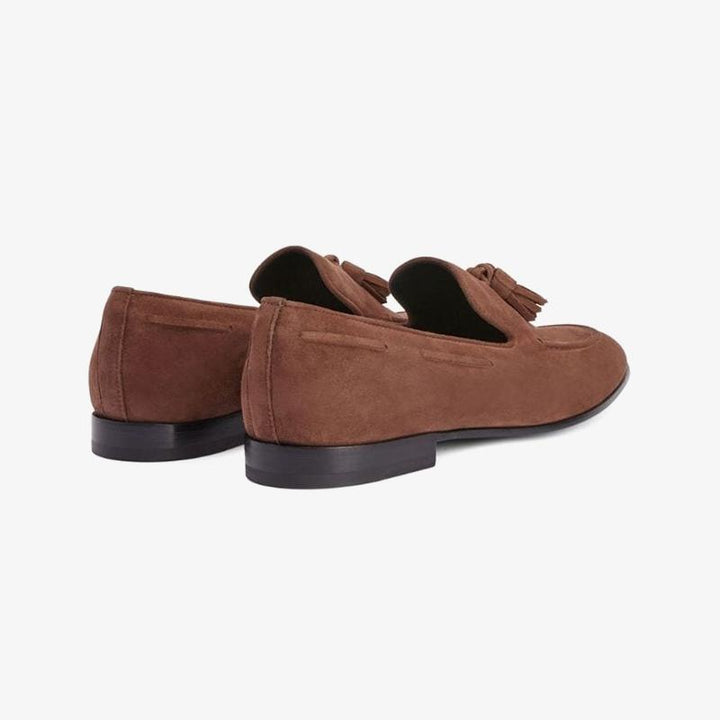 Brown Suede Tassel-Detail Loafers - ARNO CONTI