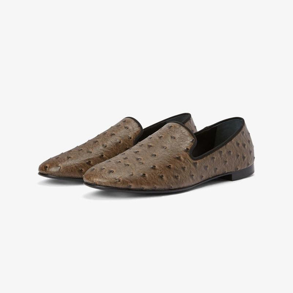 Cedar Brown Embossed Leather Loafers - ARNO CONTI