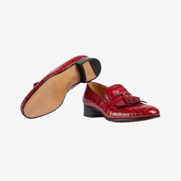 Leather Loafers with Tassel Detail - ARNO CONTI