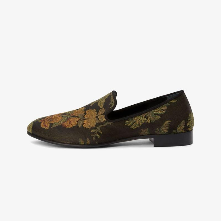 Multicolour Floral-Embroidered Slip-On Loafers - ARNO CONTI