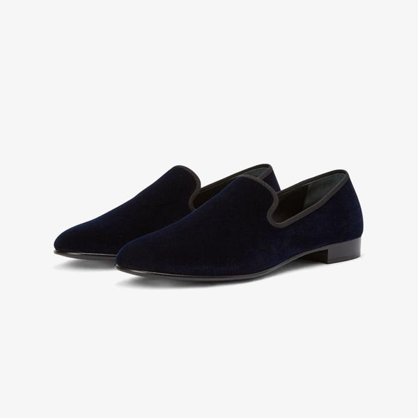 Midnight Blue Velvet Loafers - ARNO CONTI