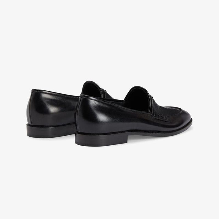 Jet Black Penny-Slot Leather Loafers - ARNO CONTI